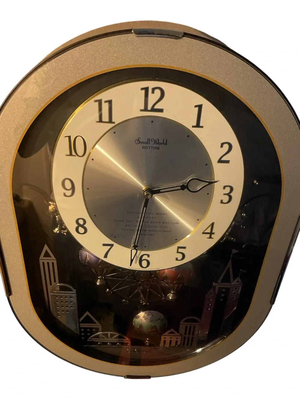 Seiko Gold and Black Cityscape Motion Wall Clock